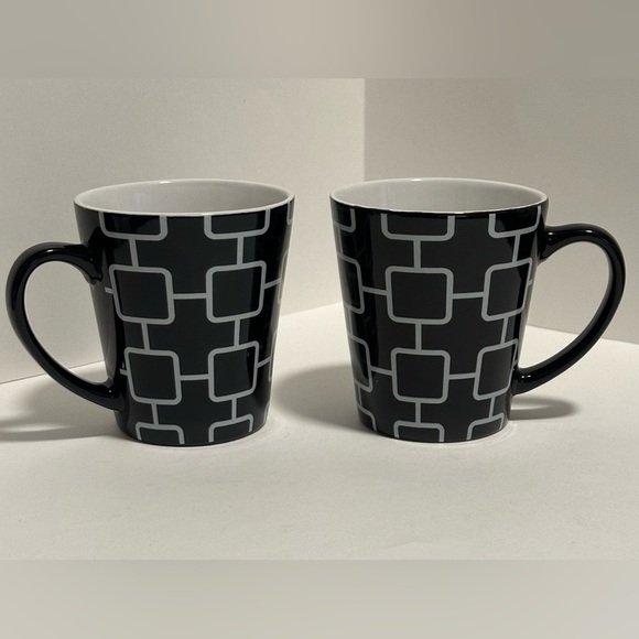 Great Gatherings Black Geometric Mugs Set of 2 - Picture 1 of 4